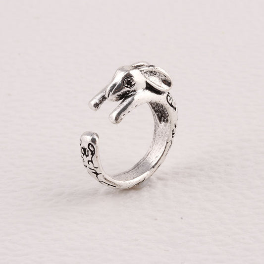 Bunny Radish Ring, Cute Moonstone Silver Ring for Women (Adjustable)