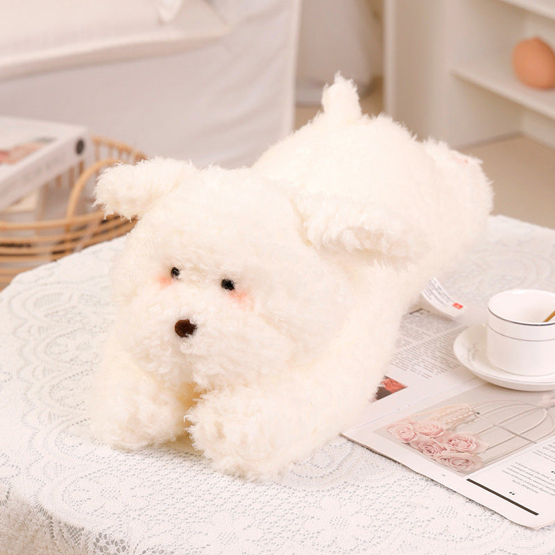 Jumping Dog Plush Toy, Super Soft Pillow Dog Doll for Girls (Milky White & Tie-Dye, 30–120cm)