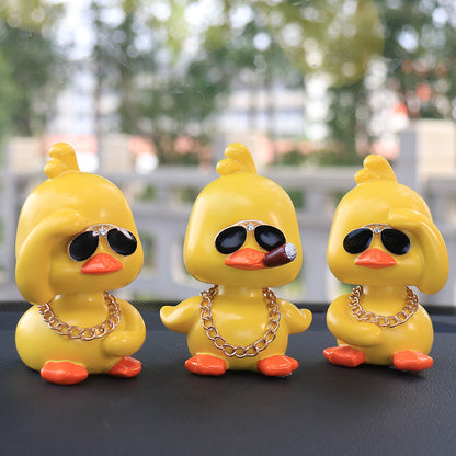 Insta-Worthy Ride: Little Yellow Social Duck Cartoon Resin Car Interior Ornaments.