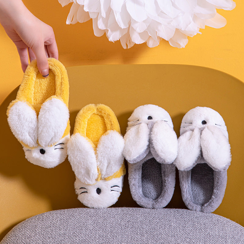 Bunny Fleece Soft Bottom Furry Slippers, Cozy Plush Indoor Footwear