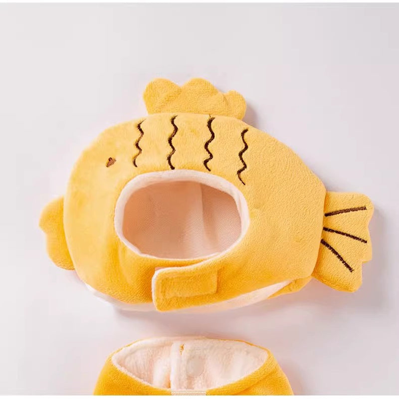 Autumn & Winter Onsen Fish Pet Costume, Funny Hat & Vest Cotton-Padded Suit for Dogs