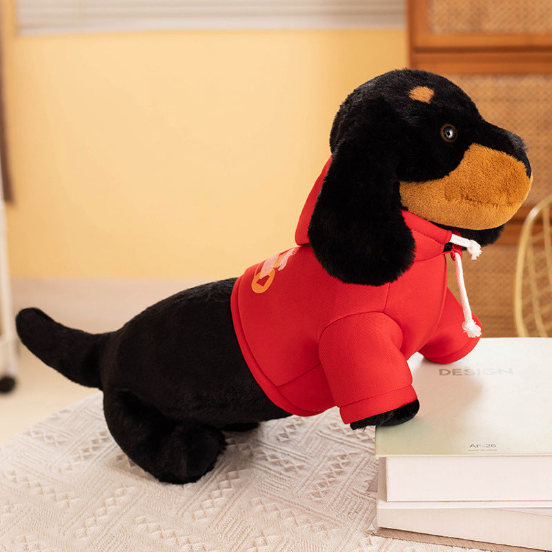 Cozy & Cute: Sweatshirt/Collar Sausage Dog Doll Plush Toy ($\mathbf{30}$–$\mathbf{55\text{cm}}$) for Youth.