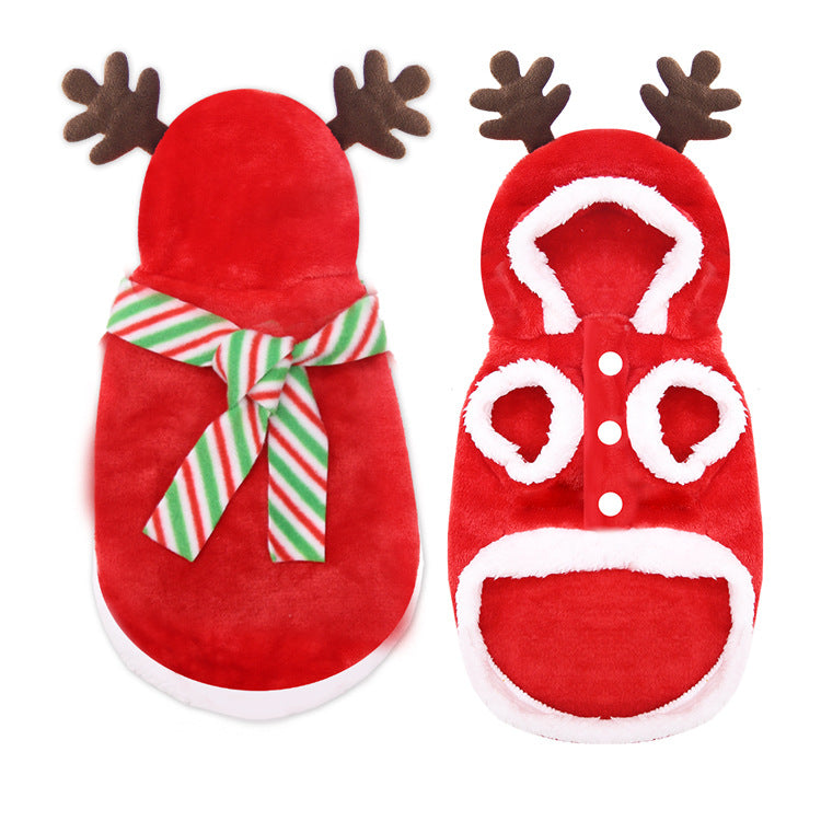 Christmas Poppy Dog Costume, Santa Elk, Christmas Tree & Deer Sweater | Winter Coral Velvet Pet Outfit