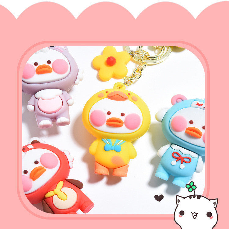Epoxy Dudu Duck Keychain Pendant – Creative Cartoon PVC Soft Rubber Car & Bag Charm