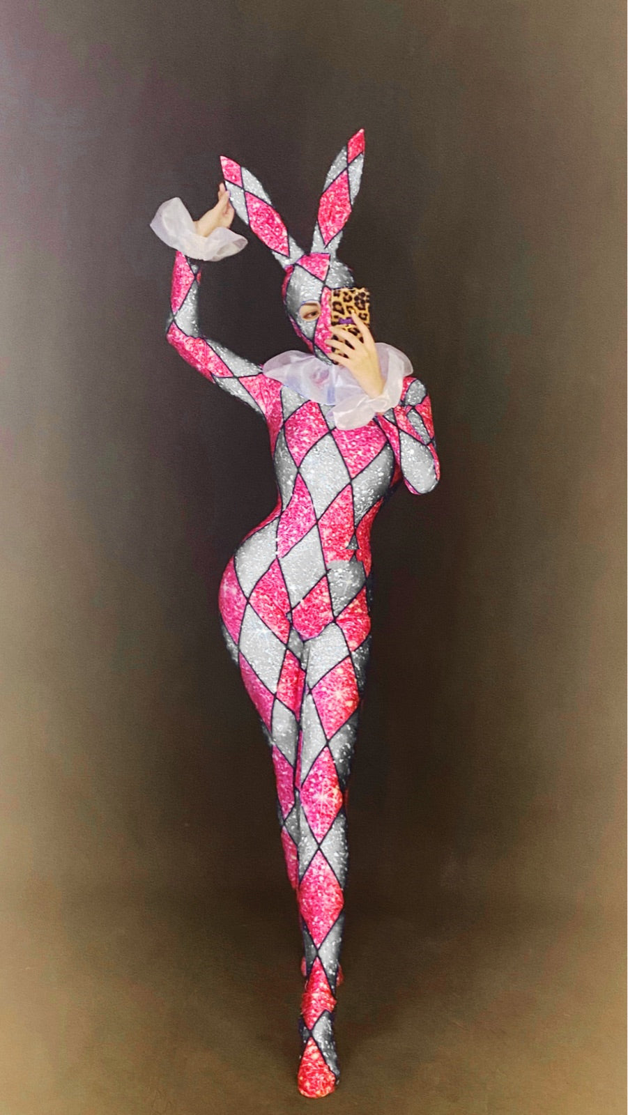 Bunny Girl Stage Costume, Adult Polyester Jumpsuit for Performances & Events