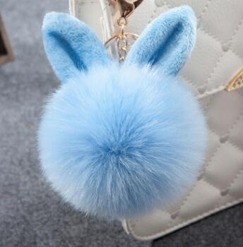 Colorful Bunny Fur Keychain, Soft Plush Rabbit Bag Charm for Women