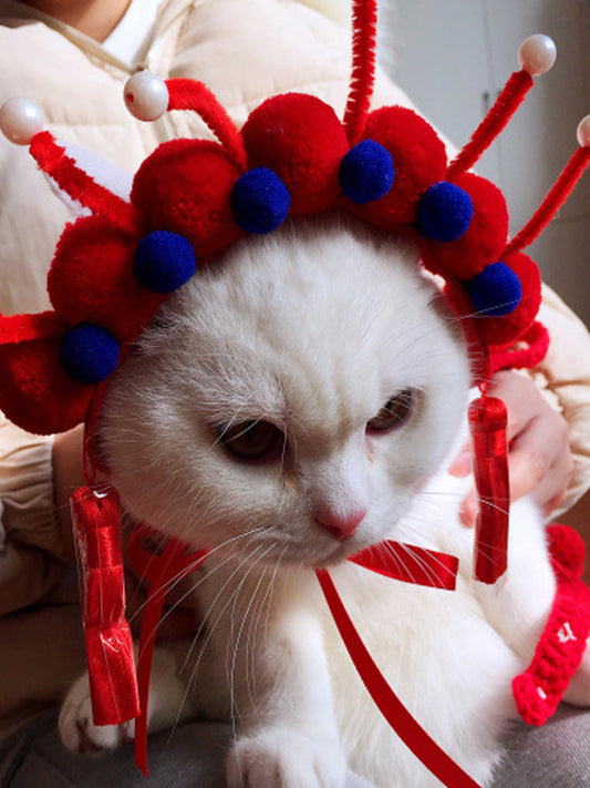 Funny Photo Headgear for Dogs, Concave Shape Pet Hat in Chinese-Style Design