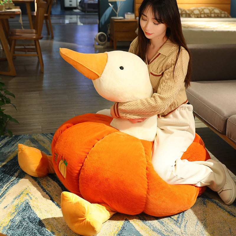 Creative Funny Pumpkin Duck Plush Doll – Soft Stuffed Toy in Multiple Sizes
