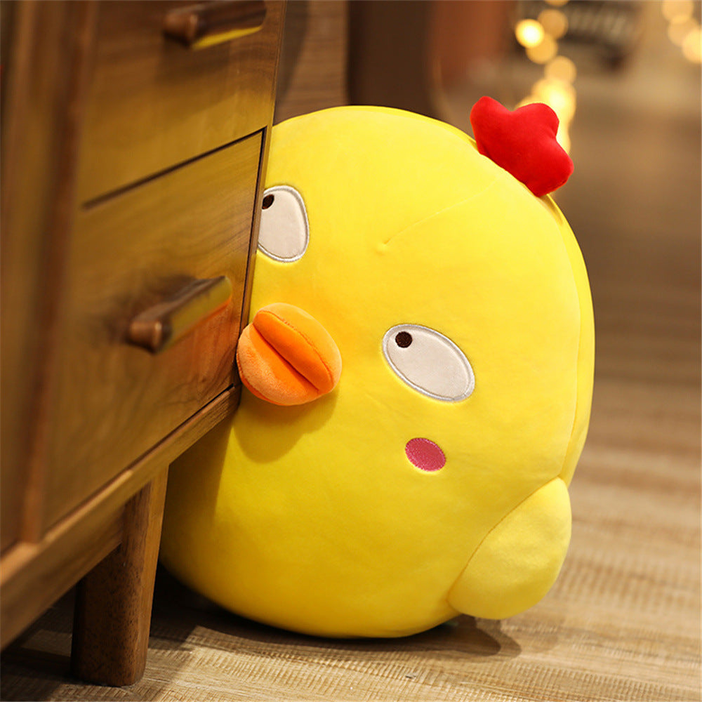 Cute Funny Expression Little Yellow Chicken Doll – Cartoon Plush Cushion & Pillow