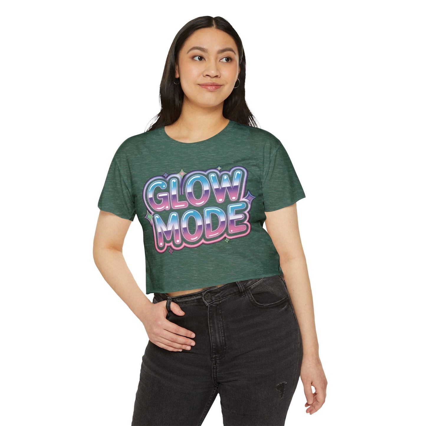 Glow Mode Crop Top - Festival Graphic Women's Crop Tee