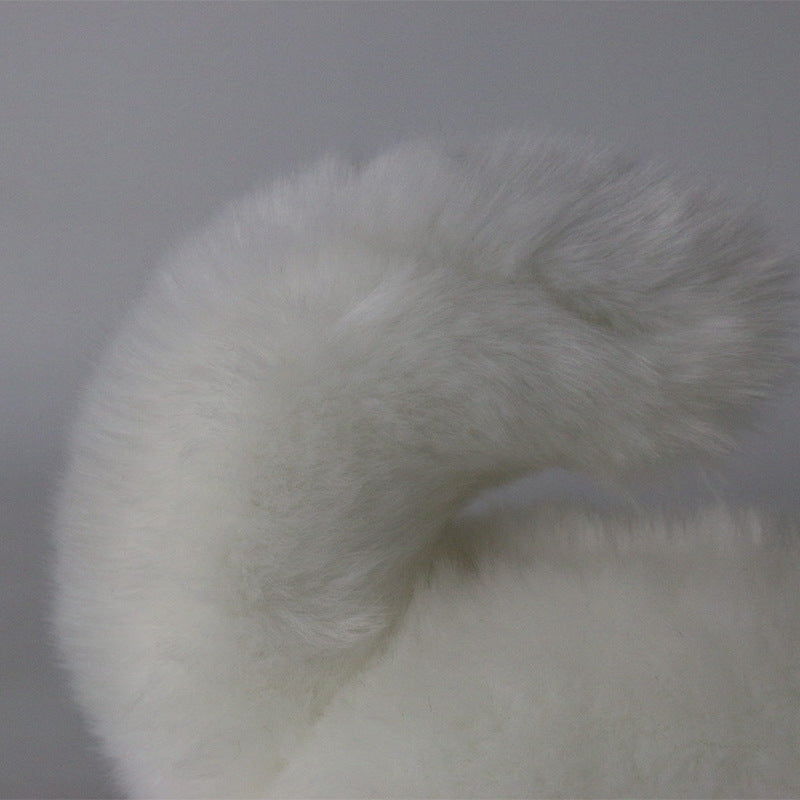 Pristine Pal: Pure White Simulation Dog Plush Doll (Short Hair, PP Cotton).