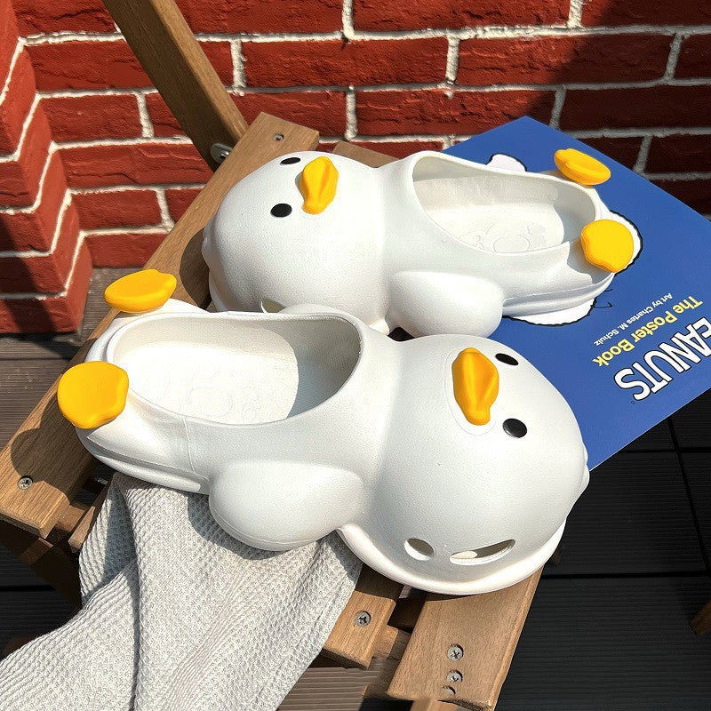 Quirky Comfort: Cartoon Duck PVC Slippers for Women (Indoor & Outdoor Wear).