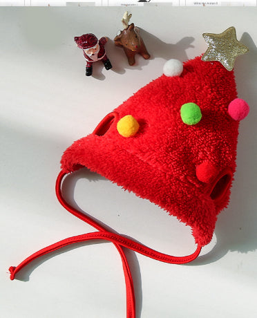 Christmas Pet Hat & Saliva Towel Bib, Cute Winter Cartoon Accessories for Dogs & Cats