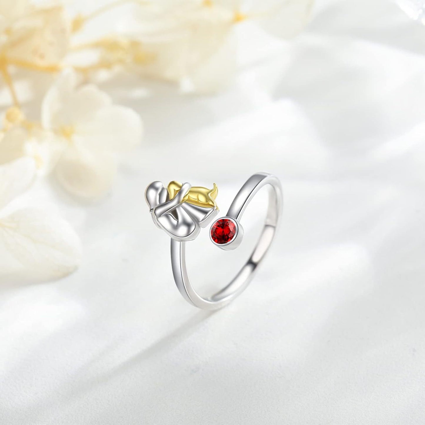 Girl and Dog Pet Ring, Adjustable Silver Alloy Heart-Themed Fashion Ring
