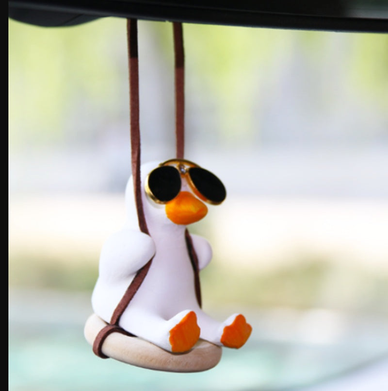Car Swing Duck Pendant Ornament – Cute Gypsum Duck Hanging Decoration