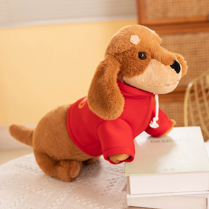 Cozy & Cute: Sweatshirt/Collar Sausage Dog Doll Plush Toy ($\mathbf{30}$–$\mathbf{55\text{cm}}$) for Youth.