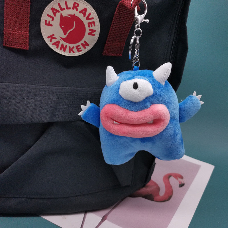 Sausage Pendant Doll, Ugly Cute Bunny & Blue Plush Doll Keychain (13cm)