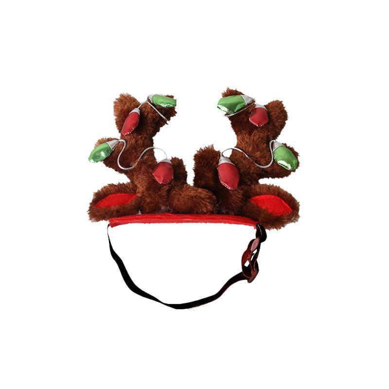 Christmas Dog & Cat Hat Ornament, Festive Short-Plush Pet Hairpin Accessory