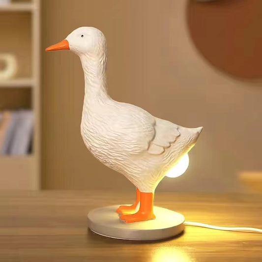 Quirky Illumination: Resin Duck Statue Lamp with Glowing Bulb (Two Sizes).