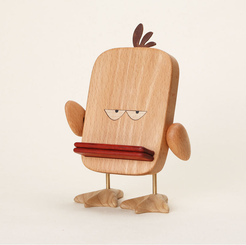 Quirky Perch: Big Face Duck Creative Wooden Mobile Phone Stand (Beech or Walnut).