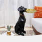 Large Floor-Standing Dog Ornament, Handmade Resin Dog Fighting Tissue Box Decoration (Modern & Simple Style)