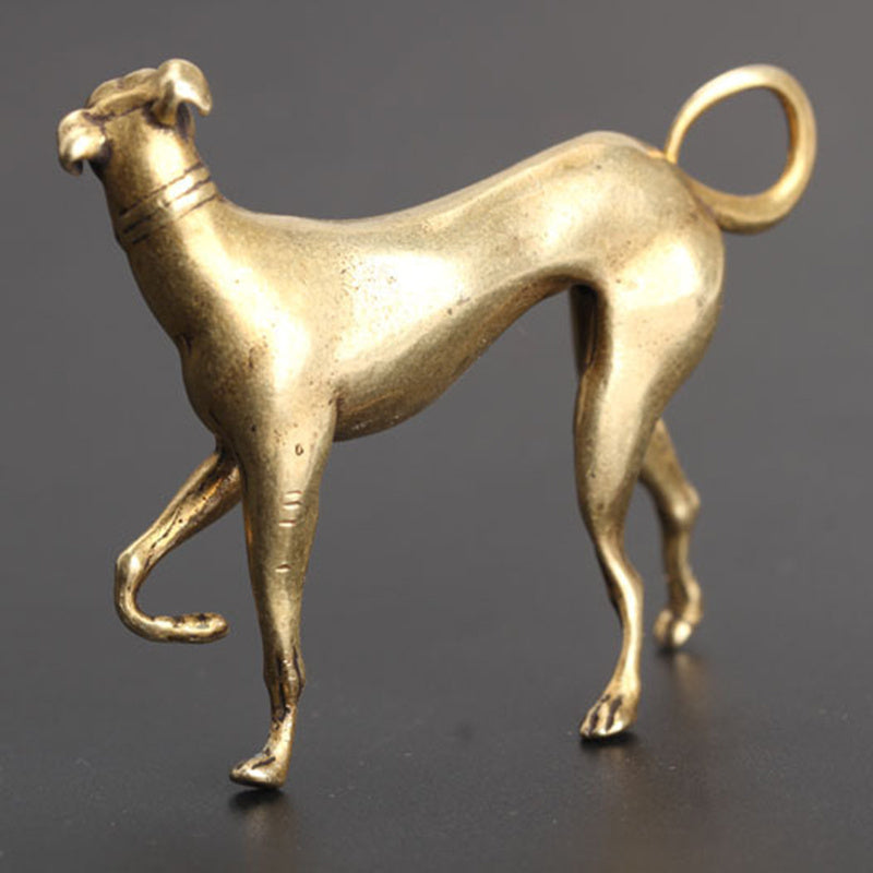 Personality Retro Brass Chinese Zodiac Dog Ornament, Vintage Solid Copper Decor