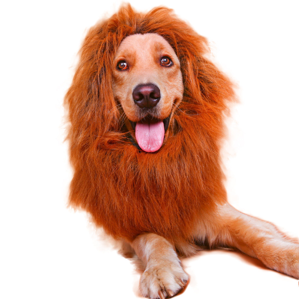Lion Mane Wig for Pets, Small Ears & No-Ear Variants for Dog Transformation Cosplay