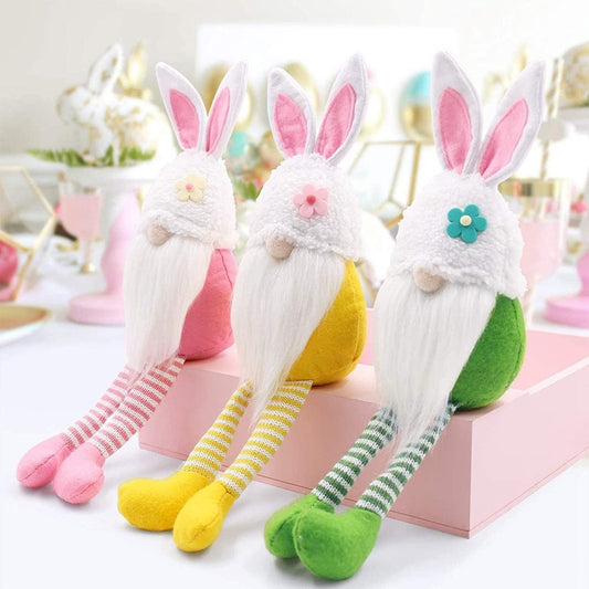 Easter Bunny Dwarf Doll, Long-Legged Rabbit Plush Decoration with Fiber Cotton Filling