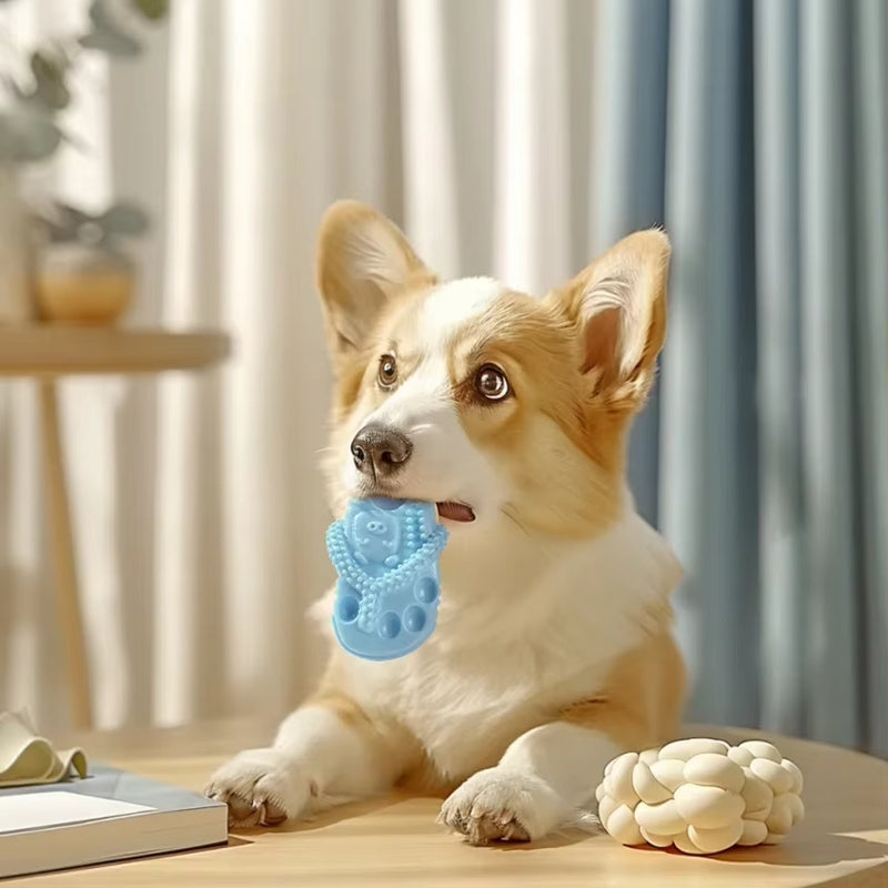 Pet Dog Chewing Toy Slippers, Durable Rubber Teething Shoes for Puppies