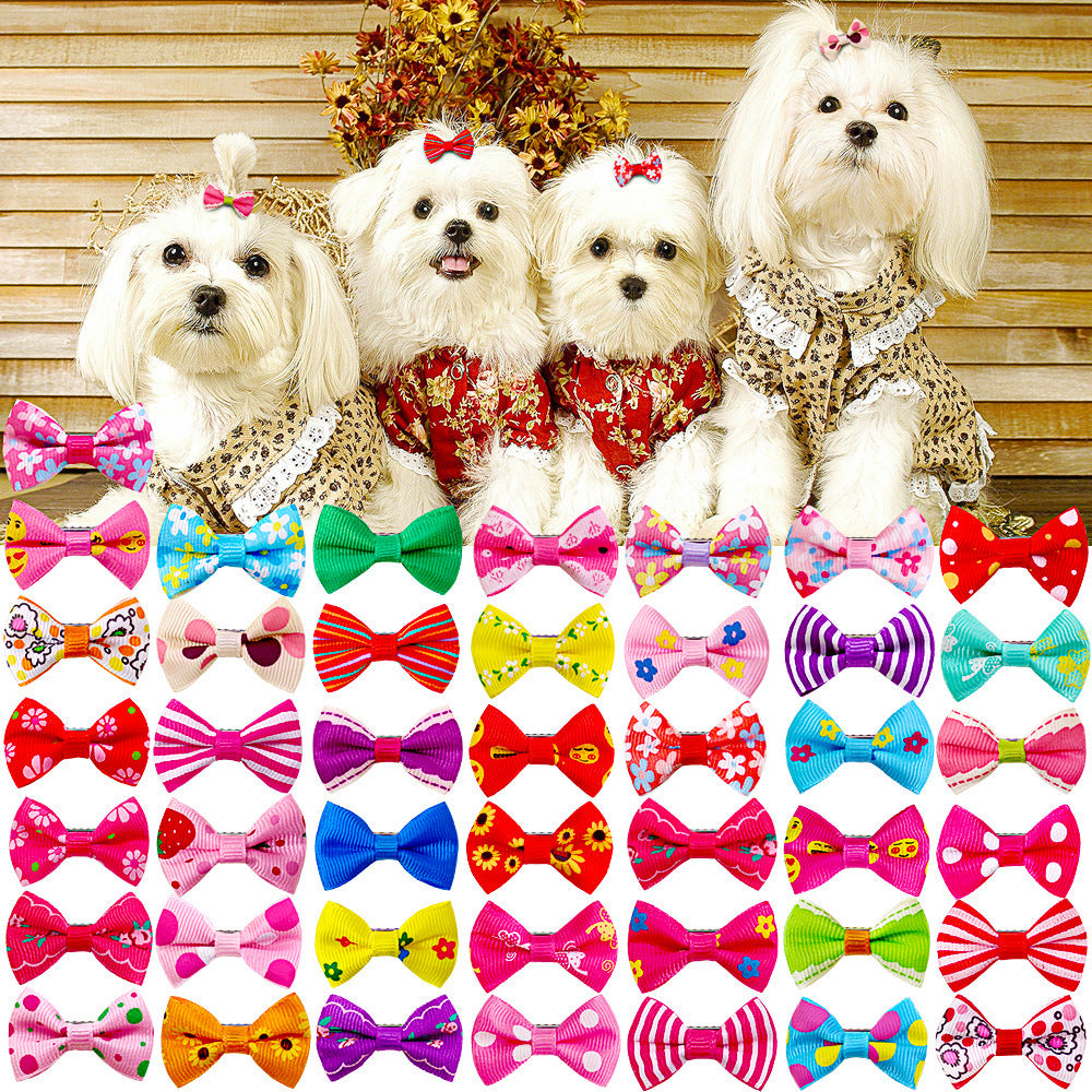 Pet Hairpin Bow Headflower, Cute Dog & Cat Headwear Ornaments (50 PCS Set)