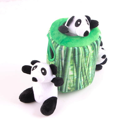 Dog Vocal Plush Toy, Puzzle Food Leakage Toy with Bamboo Tube & Panda (Green, Crystal Super Soft Plush)