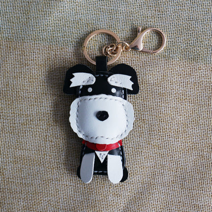 Fashion Simple Dog Modeling Handmade Leather Keychain