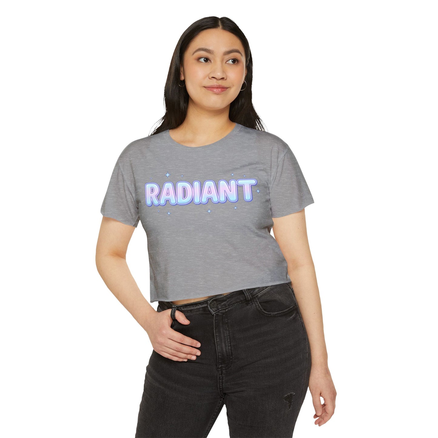 Radiant Crop Top | Pastel Sparkle Festival Tee for Women