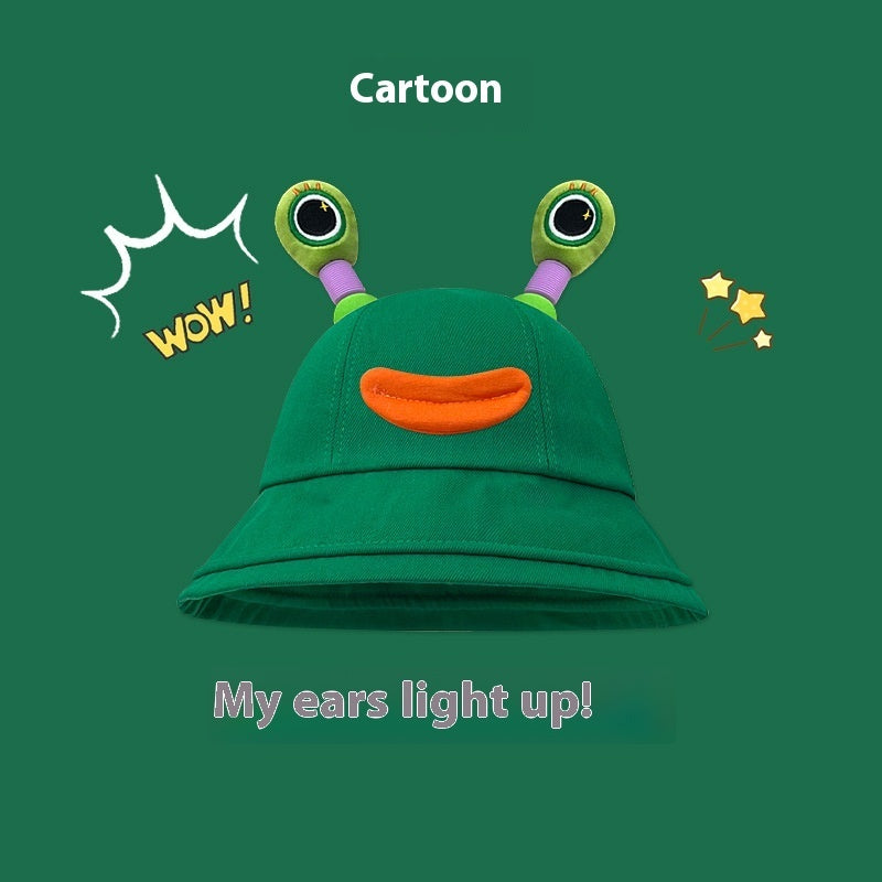 Seasonal Style: Cute Cartoon Fisherman Hat with Frog and Monster Designs (Tie-Dyed).