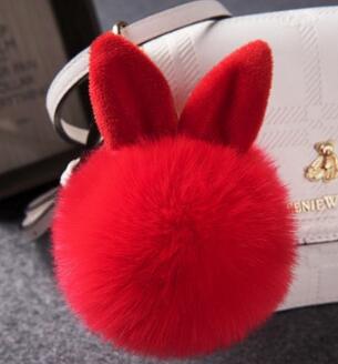 Colorful Bunny Fur Keychain, Soft Plush Rabbit Bag Charm for Women
