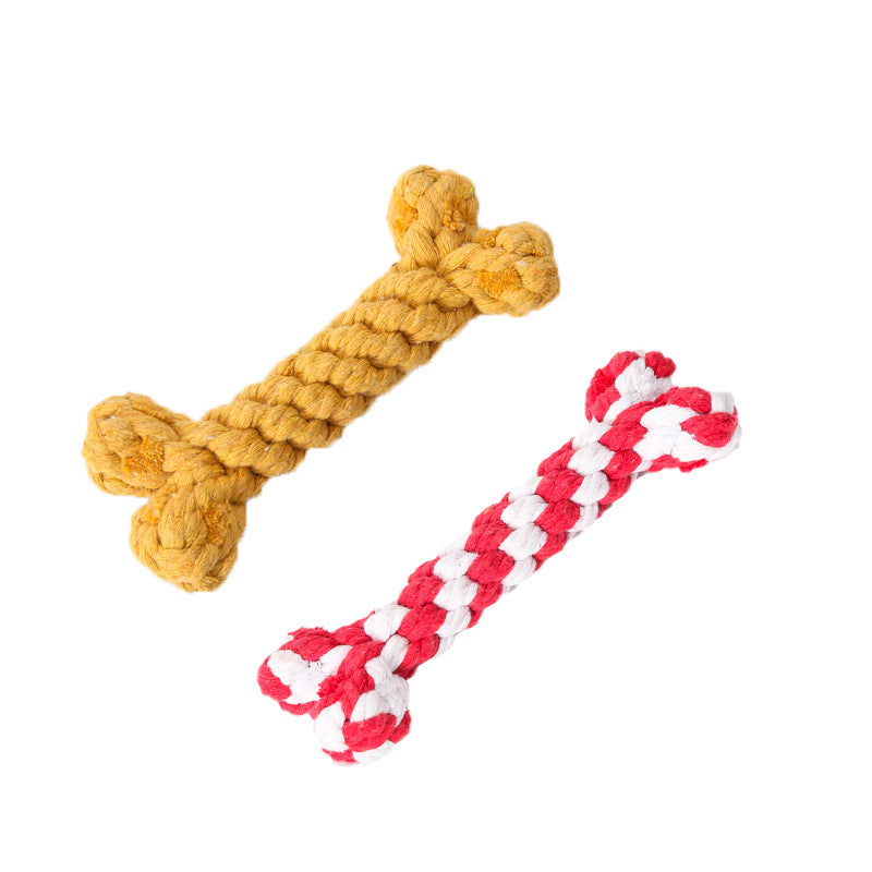 Tug and Chew: Durable Pet Dog Bone Knot Toy ($\mathbf{15\text{cm}}$ Cotton Rope).