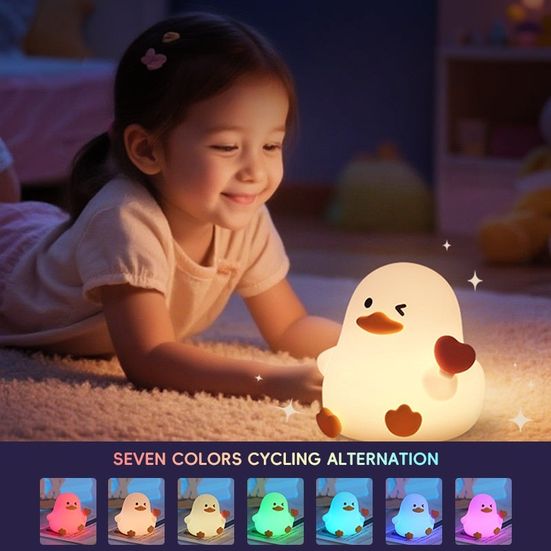 Cozy & Colorful: Love Duck Small Night Lamp with Timing Function (Rechargeable).