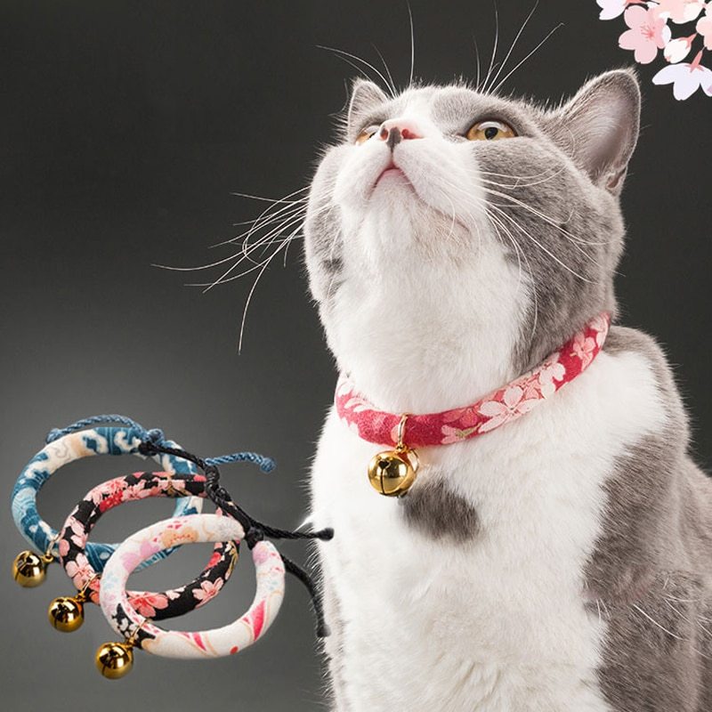Dog Collar with Bell, Adjustable Pet Bell Ornament for Cats & Dogs (XS–L Sizes)