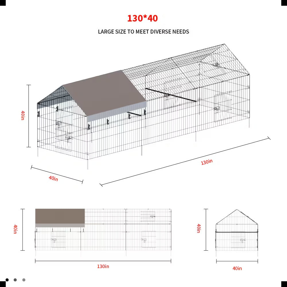Poultry Farming Outdoor Metal Chicken Coop – Black Gray Fabric & Metal Enclosure