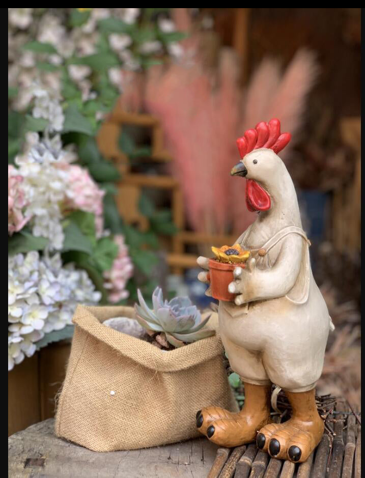 Farmhouse Folk: American Hand-painted Creative Animal Resin Chicken Ornaments.