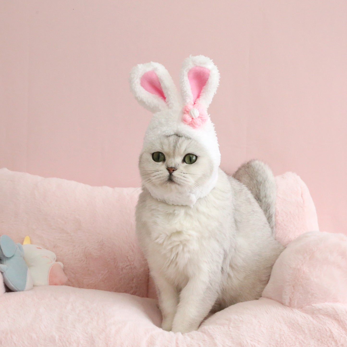 Plush Rabbit Ear Pet Hat, Cute Easter Cartoon Head Cover for Cats & Dogs