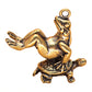 Double Luck: Retro Brass Turtle & Frog Pendant Keychain Ornament.