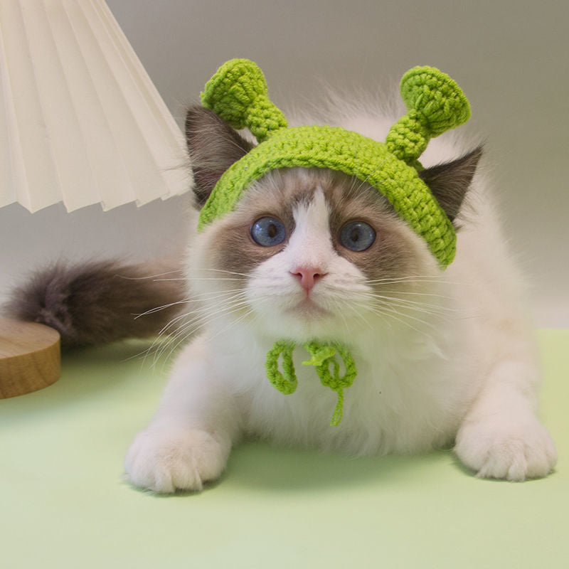 Handmade Knitted Pet Hat, Acrylic Headgear Accessory for Cats & Dogs