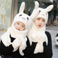Sweet & Cute Bunny Ear Hat, Embroidered Winter Baotou / Turban Style Cap