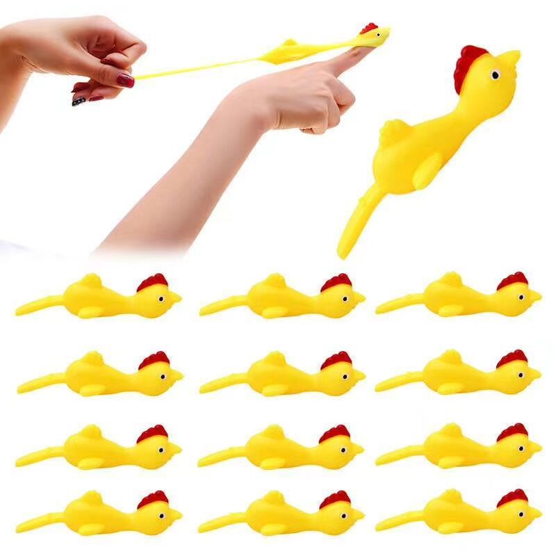 Novelty Catapulted Ejection Chicken Toy – Light Rubber Flying Prank Toy