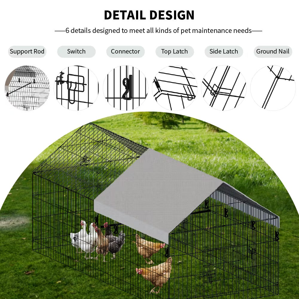 Pointed Wire Chicken Coop – Outdoor Poultry Breeding Enclosure (Black Gray)