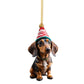 Christmas Sausage Dog Hanging Ornament, Acrylic Printed Holiday Decoration