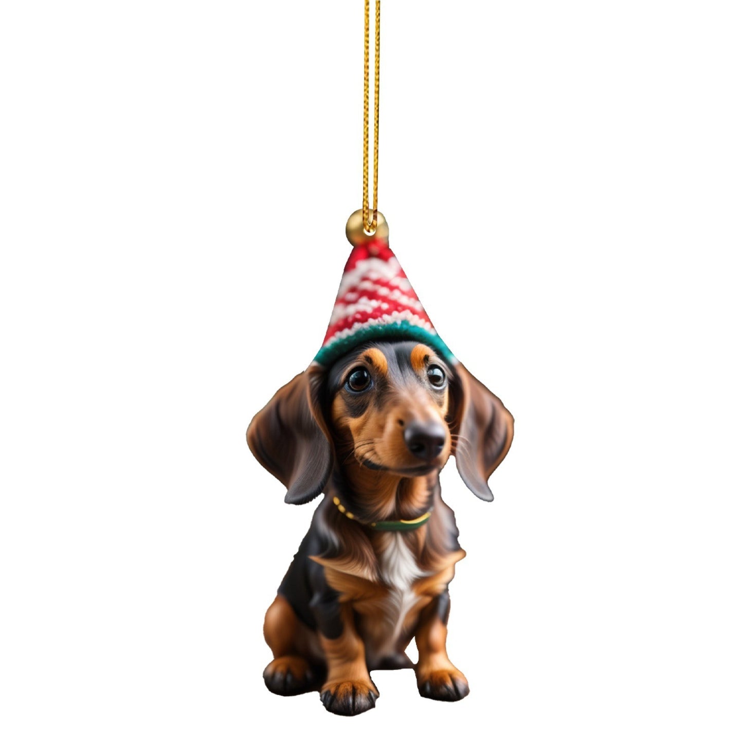 Christmas Sausage Dog Hanging Ornament, Acrylic Printed Holiday Decoration