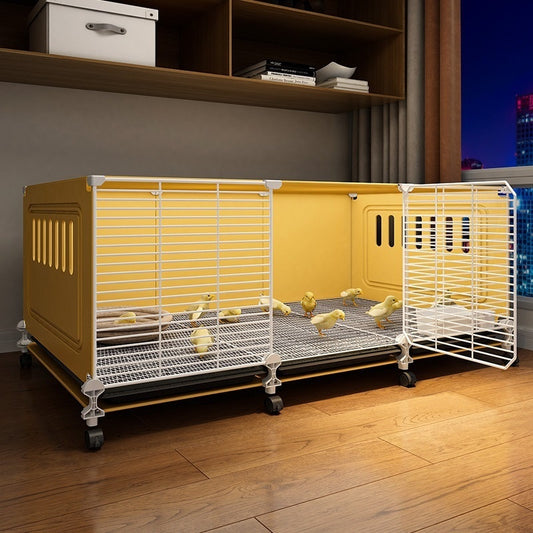 Chicken Cage Splash-Proof Indoor Feeding Set – Household Chick Rearing Kit with Trough, Bowls & Nest Options