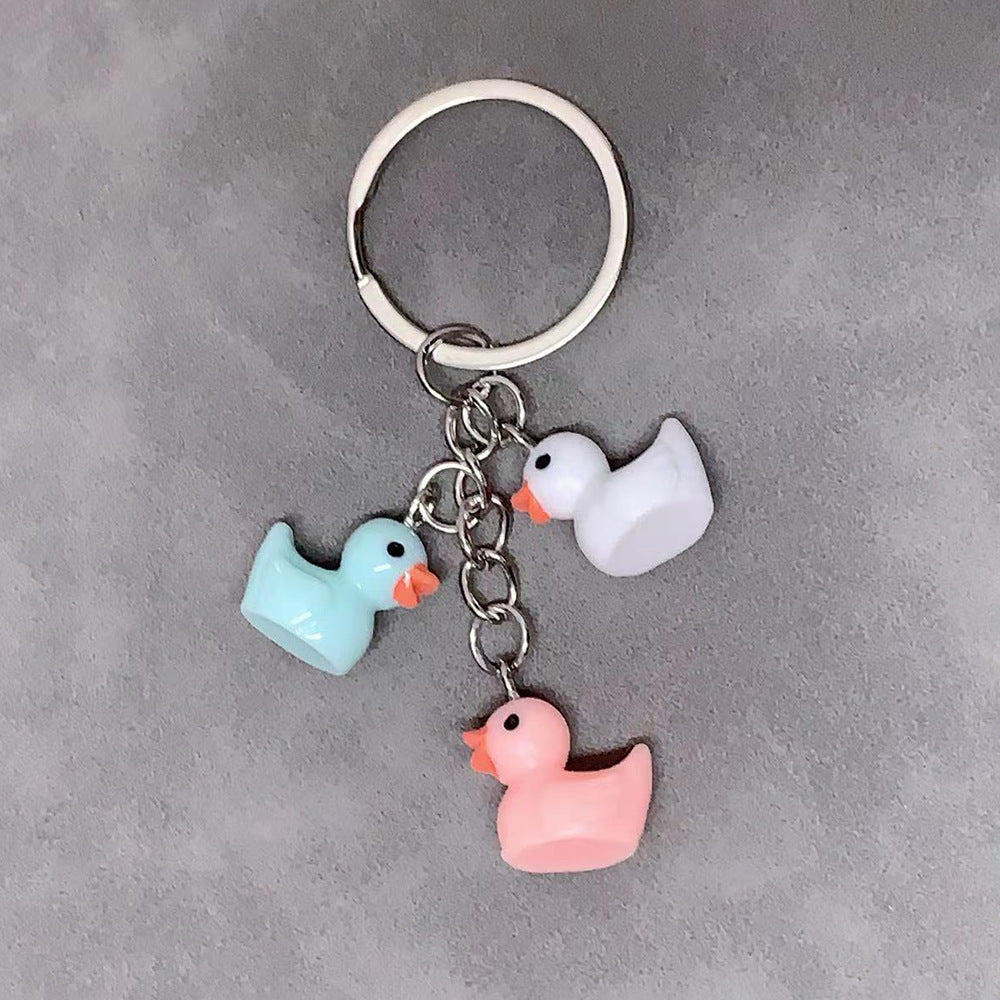 Charming & Simple: Resin Small Yellow Duck Keychain Pendant (Multi-Color Options).